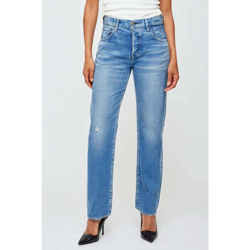 Moussy Vintage Nichols Mid Rise Straight Jeans in Light Blue 26